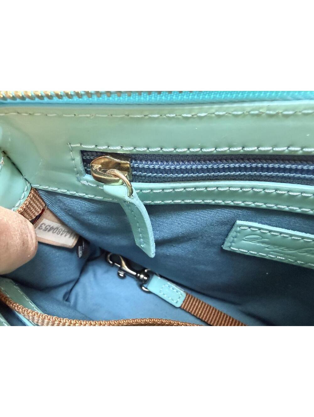 VTG Dooney & Bourke Sea Glass Blue Patent Leather Crossbody - Picture 8 of 10